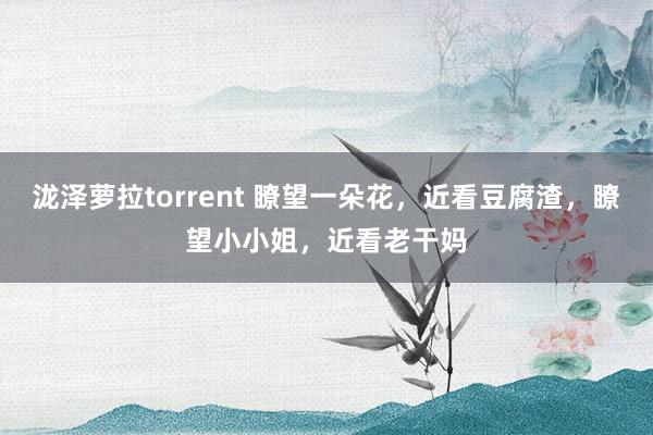 泷泽萝拉torrent 瞭望一朵花，近看豆腐渣，瞭望小小姐，近看老干妈