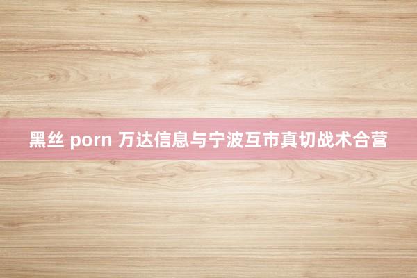 黑丝 porn 万达信息与宁波互市真切战术合营