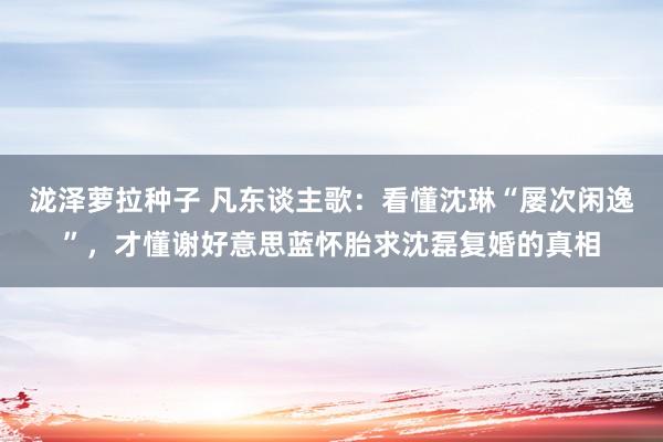 泷泽萝拉种子 凡东谈主歌：看懂沈琳“屡次闲逸”，才懂谢好意思蓝怀胎求沈磊复婚的真相