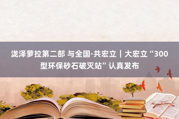 泷泽萝拉第二部 与全国·共宏立｜大宏立“300型环保砂石破灭站”认真发布