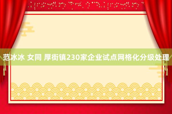 范冰冰 女同 厚街镇230家企业试点网格化分级处理