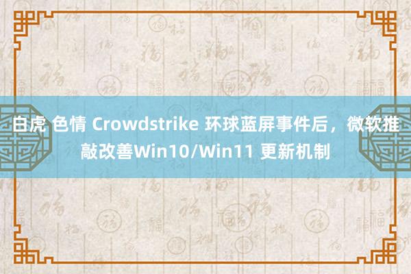 白虎 色情 Crowdstrike 环球蓝屏事件后，微软推敲改善Win10/Win11 更新机制