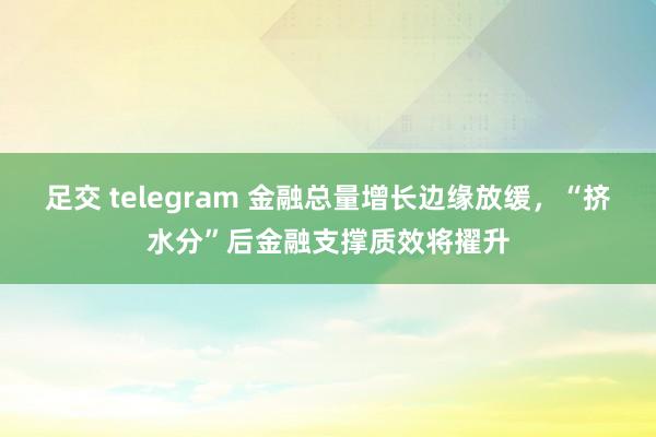 足交 telegram 金融总量增长边缘放缓，“挤水分”后金融支撑质效将擢升