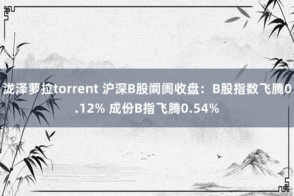 泷泽萝拉torrent 沪深B股阛阓收盘：B股指数飞腾0.12% 成份B指飞腾0.54%