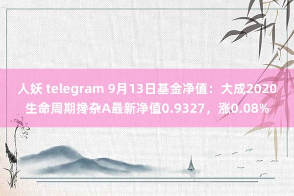 人妖 telegram 9月13日基金净值：大成2020生命周期搀杂A最新净值0.9327，涨0.08%