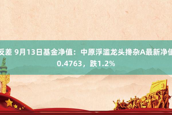 反差 9月13日基金净值：中原浮滥龙头搀杂A最新净值0.4763，跌1.2%