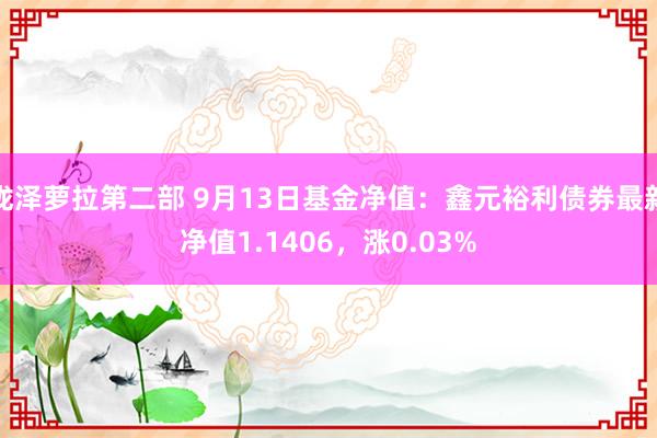 泷泽萝拉第二部 9月13日基金净值：鑫元裕利债券最新净值1.1406，涨0.03%