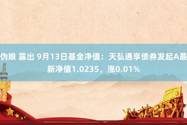 伪娘 露出 9月13日基金净值：天弘通享债券发起A最新净值1.0235，涨0.01%