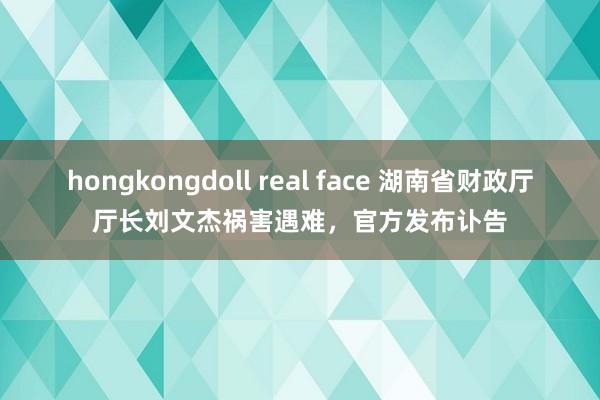 hongkongdoll real face 湖南省财政厅厅长刘文杰祸害遇难，官方发布讣告