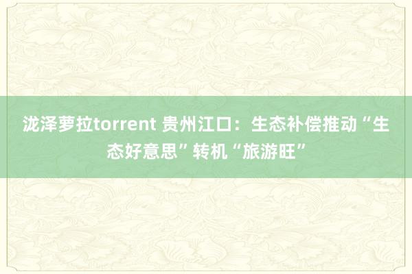 泷泽萝拉torrent 贵州江口：生态补偿推动“生态好意思”转机“旅游旺”