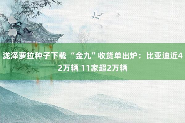 泷泽萝拉种子下载 “金九”收货单出炉：比亚迪近42万辆 11家超2万辆