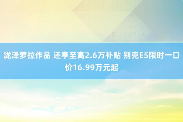 泷泽萝拉作品 还享至高2.6万补贴 别克E5限时一口价16.99万元起