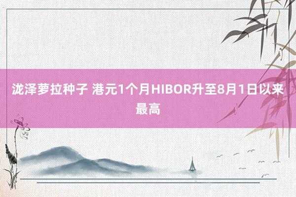 泷泽萝拉种子 港元1个月HIBOR升至8月1日以来最高