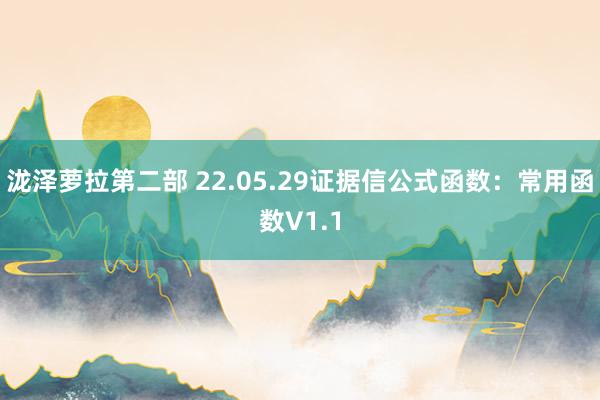 泷泽萝拉第二部 22.05.29证据信公式函数：常用函数V1.1