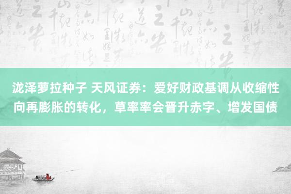 泷泽萝拉种子 天风证券：爱好财政基调从收缩性向再膨胀的转化，草率率会晋升赤字、增发国债