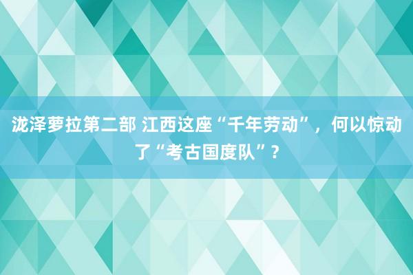 泷泽萝拉第二部 江西这座“千年劳动”，何以惊动了“考古国度队”？