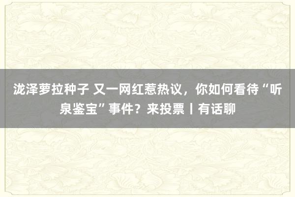 泷泽萝拉种子 又一网红惹热议，你如何看待“听泉鉴宝”事件？来投票丨有话聊