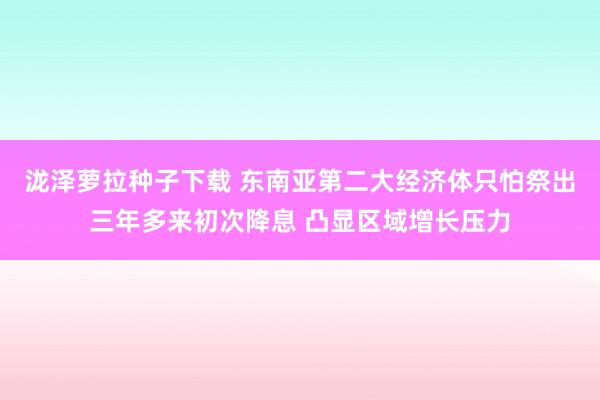 泷泽萝拉种子下载 东南亚第二大经济体只怕祭出三年多来初次降息 凸显区域增长压力