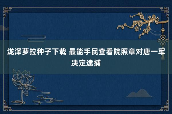 泷泽萝拉种子下载 最能手民查看院照章对唐一军决定逮捕