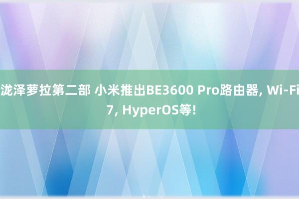 泷泽萝拉第二部 小米推出BE3600 Pro路由器， Wi-Fi 7， HyperOS等!