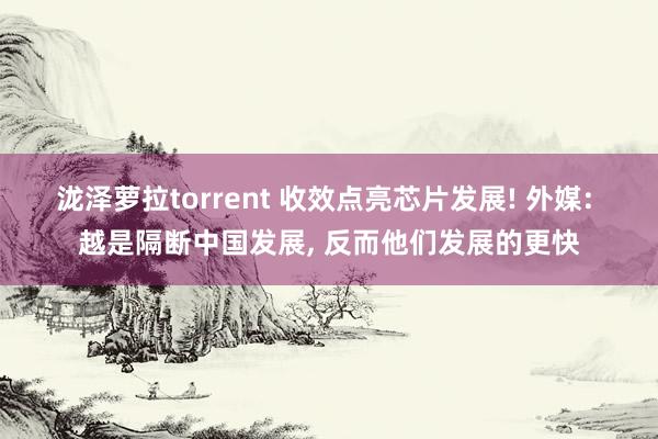 泷泽萝拉torrent 收效点亮芯片发展! 外媒: 越是隔断中国发展， 反而他们发展的更快