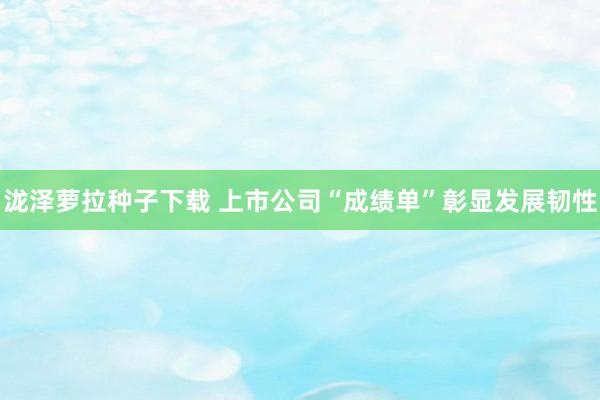 泷泽萝拉种子下载 上市公司“成绩单”彰显发展韧性