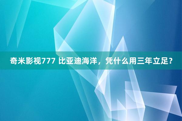 奇米影视777 比亚迪海洋，凭什么用三年立足？