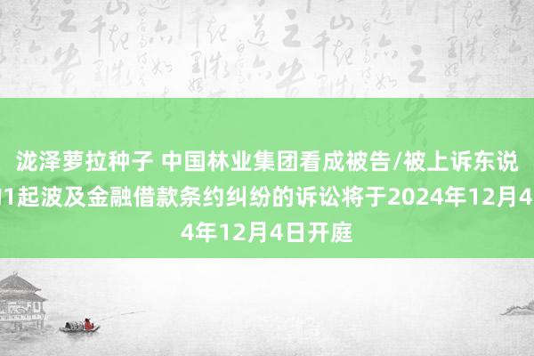 泷泽萝拉种子 中国林业集团看成被告/被上诉东说念主的1起波及金融借款条约纠纷的诉讼将于2024年12月4日开庭