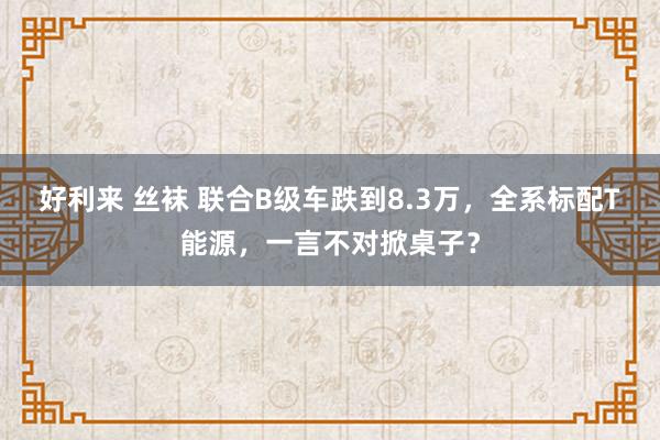 好利来 丝袜 联合B级车跌到8.3万，全系标配T能源，一言不对掀桌子？