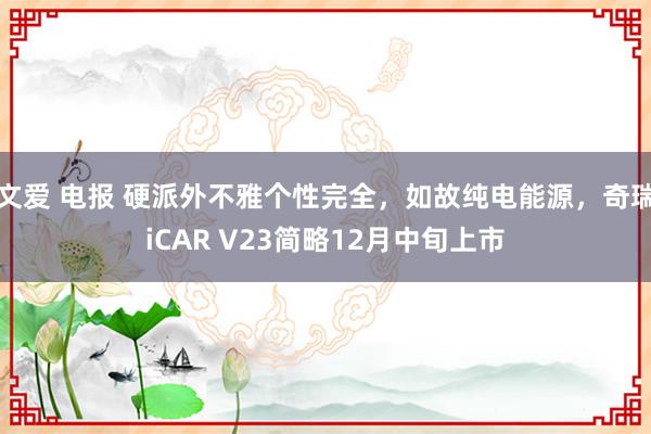 文爱 电报 硬派外不雅个性完全，如故纯电能源，奇瑞iCAR V23简略12月中旬上市