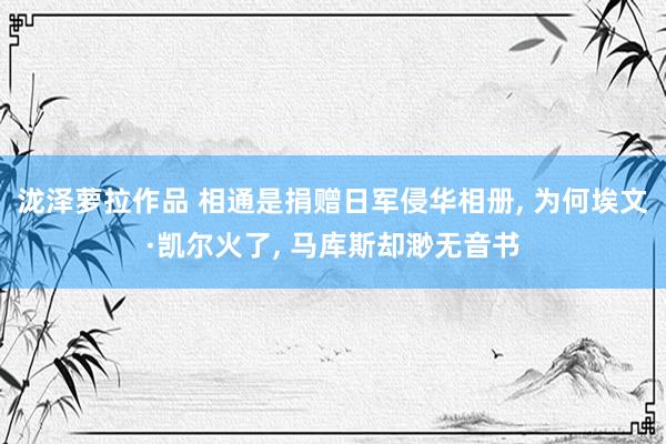 泷泽萝拉作品 相通是捐赠日军侵华相册， 为何埃文·凯尔火了， 马库斯却渺无音书