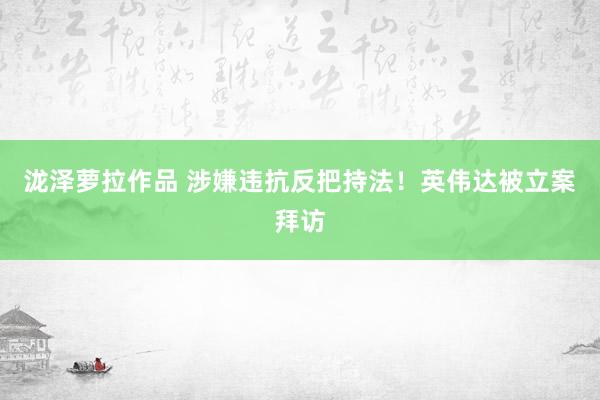 泷泽萝拉作品 涉嫌违抗反把持法！英伟达被立案拜访