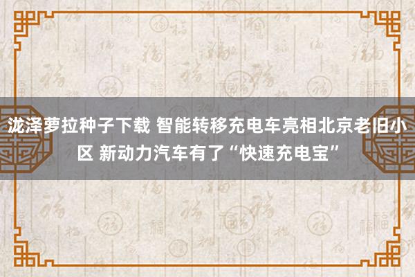 泷泽萝拉种子下载 智能转移充电车亮相北京老旧小区 新动力汽车有了“快速充电宝”