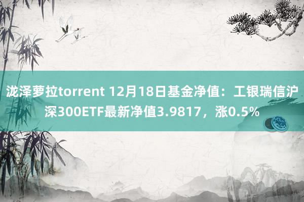 泷泽萝拉torrent 12月18日基金净值：工银瑞信沪深300ETF最新净值3.9817，涨0.5%