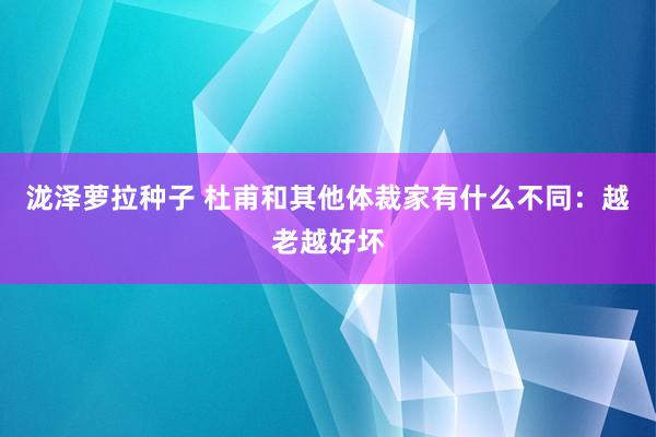 泷泽萝拉种子 杜甫和其他体裁家有什么不同：越老越好坏