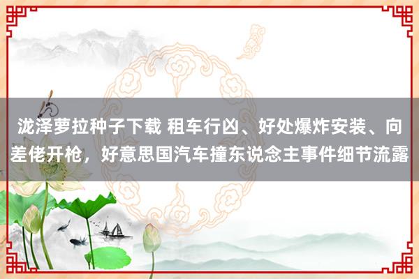 泷泽萝拉种子下载 租车行凶、好处爆炸安装、向差佬开枪，好意思国汽车撞东说念主事件细节流露