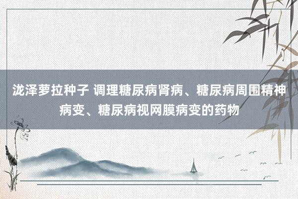 泷泽萝拉种子 调理糖尿病肾病、糖尿病周围精神病变、糖尿病视网膜病变的药物