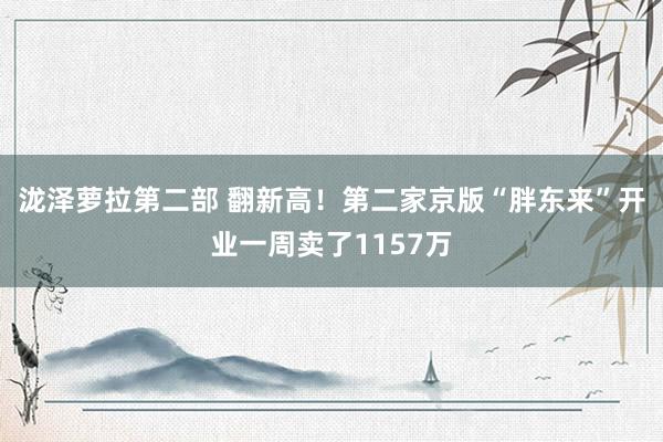 泷泽萝拉第二部 翻新高！第二家京版“胖东来”开业一周卖了1157万