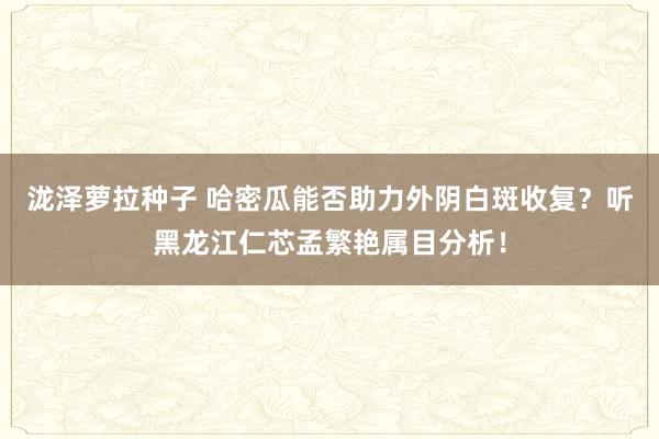 泷泽萝拉种子 哈密瓜能否助力外阴白斑收复？听黑龙江仁芯孟繁艳属目分析！