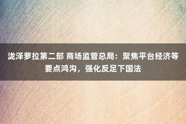 泷泽萝拉第二部 商场监管总局：聚焦平台经济等要点鸿沟，强化反足下国法