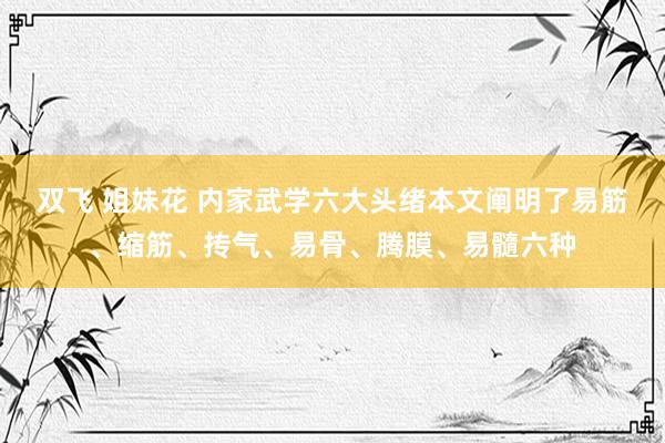 双飞 姐妹花 内家武学六大头绪本文阐明了易筋、缩筋、抟气、易骨、腾膜、易髓六种