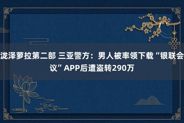 泷泽萝拉第二部 三亚警方：男人被率领下载“银联会议”APP后遭盗转290万