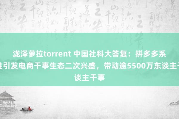 泷泽萝拉torrent 中国社科大答复：拼多多系统性引发电商干事生态二次兴盛，带动逾5500万东谈主干事