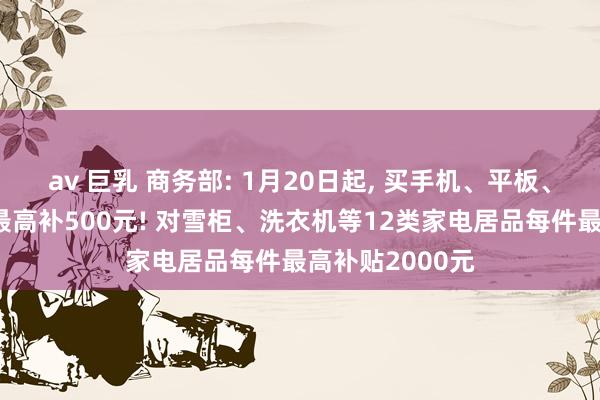 av 巨乳 商务部: 1月20日起， 买手机、平板、智高腕表手环最高补500元! 对雪柜、洗衣机等12类家电居品每件最高补贴2000元