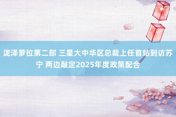 泷泽萝拉第二部 三星大中华区总裁上任首站到访苏宁 两边敲定2025年度政策配合