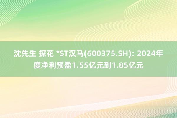 沈先生 探花 *ST汉马(600375.SH): 2024年度净利预盈1.55亿元到1.85亿元