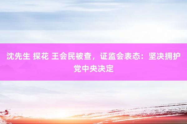 沈先生 探花 王会民被查，证监会表态：坚决拥护党中央决定